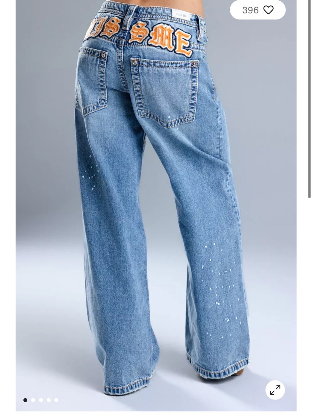 Miss Me Light Blue Wide-Leg Jeans with Orange Embroidered back Lyrix NWT